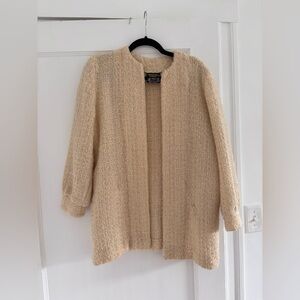 Vintage 100% Wool Woven Blazer / Jacket / Coat - Cream/White